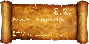 Rontó Krisztián névjegykártya